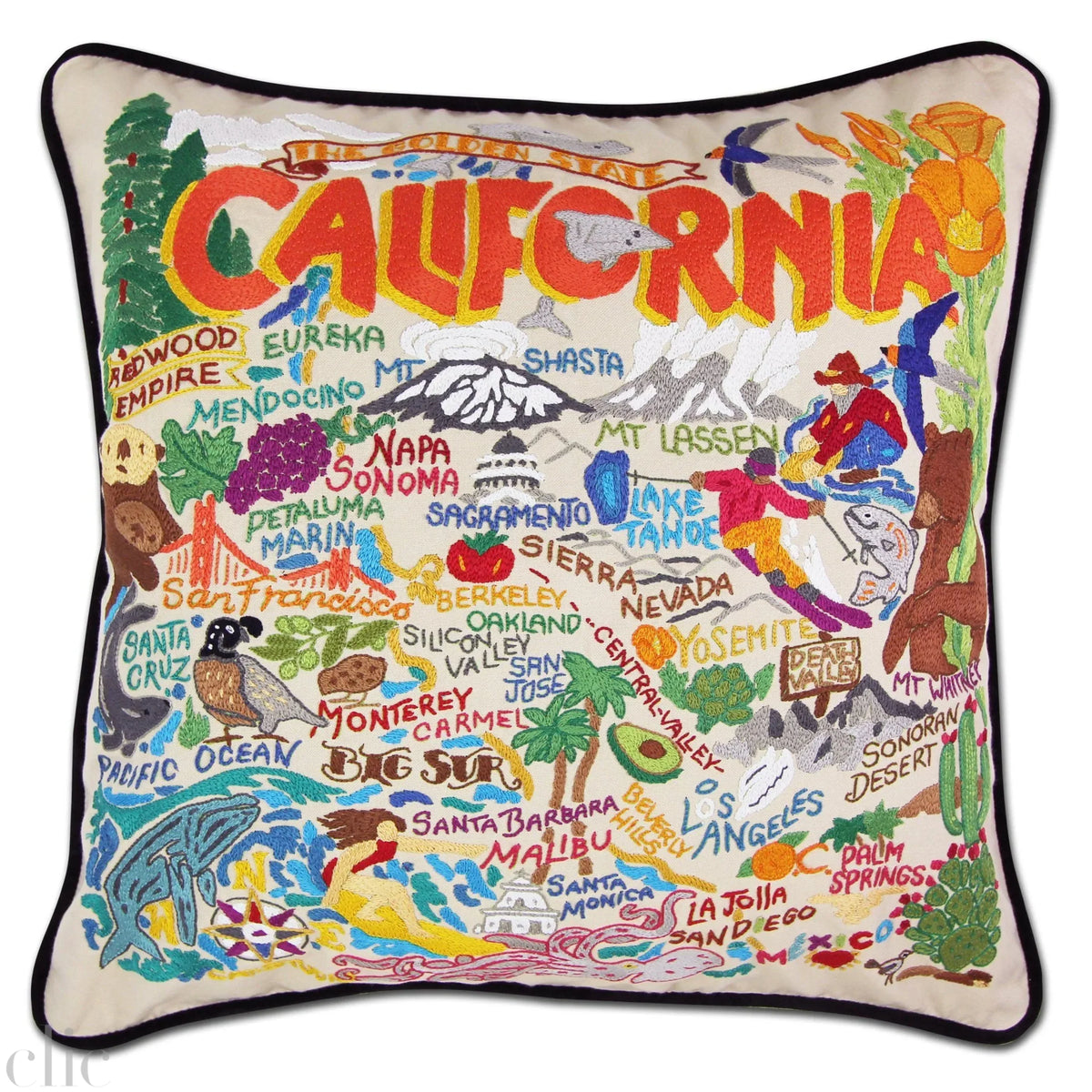 California Embroidered Pillow