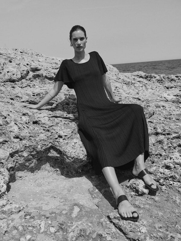 Long Dress with Cape Sleeves in Black, from Sita Murt