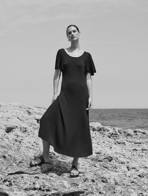 Long Dress with Cape Sleeves in Black, from Sita Murt