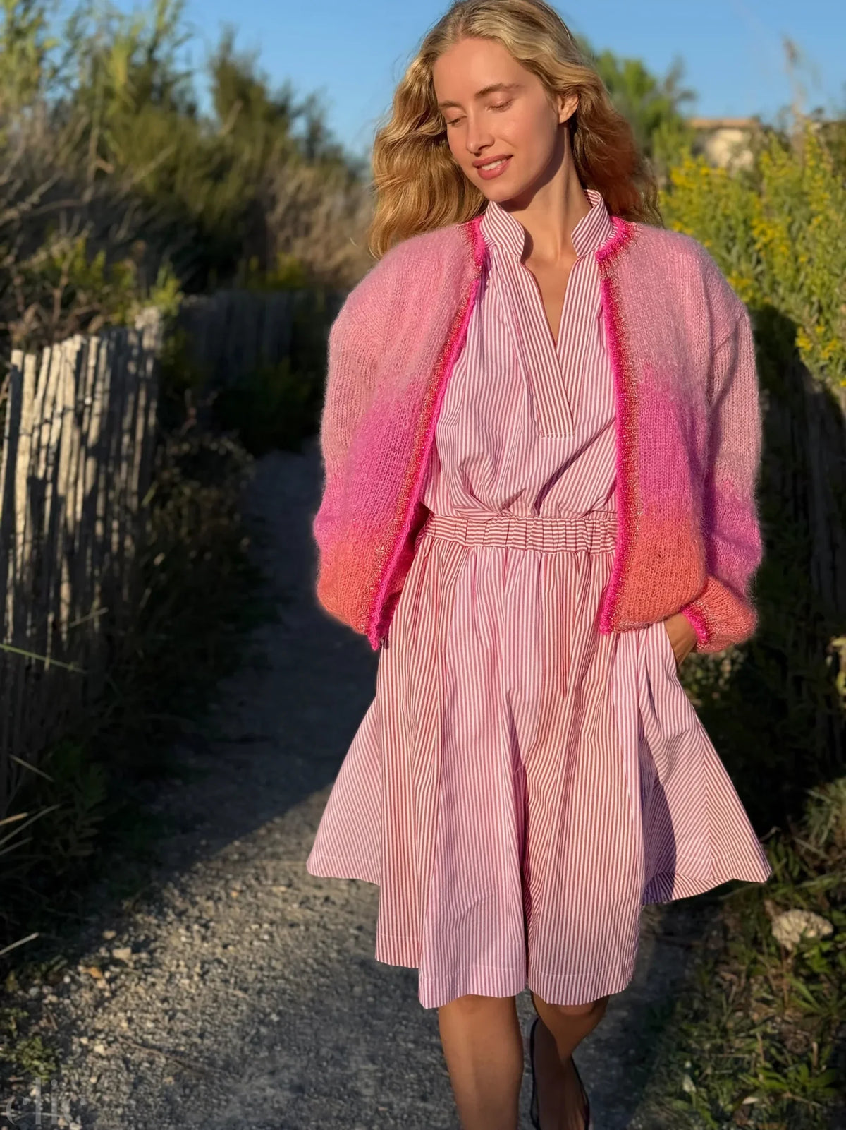 Tie Dye Cardigan in Pink & Blush, from Rose Carmine