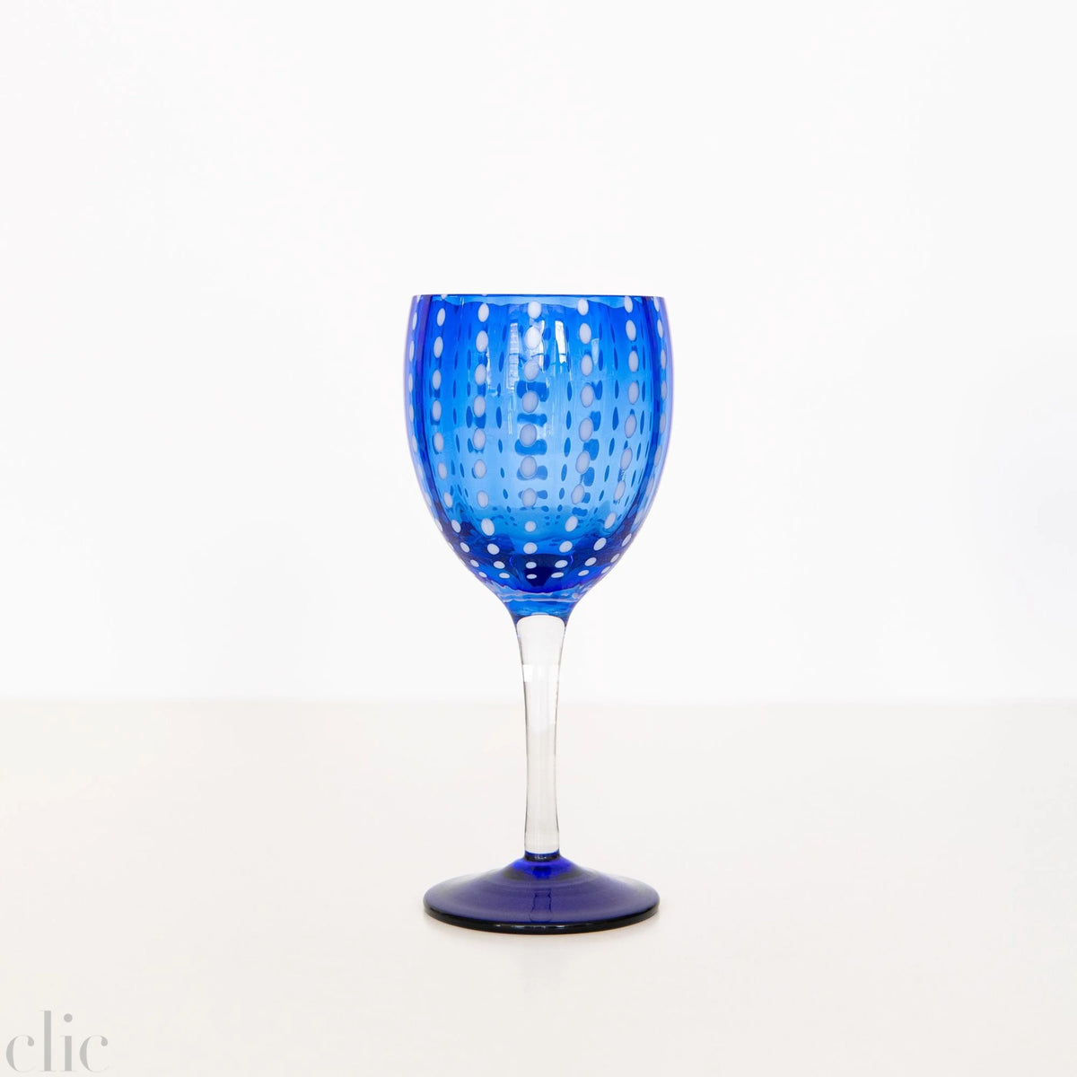 Perle Wine Goblet in Cobalt Blue, from Zafferano