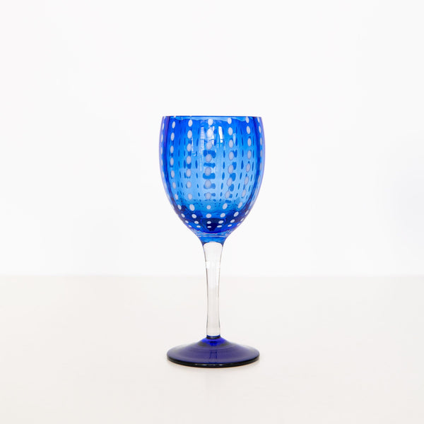 Perle Wine Goblet in Cobalt Blue, from Zafferano