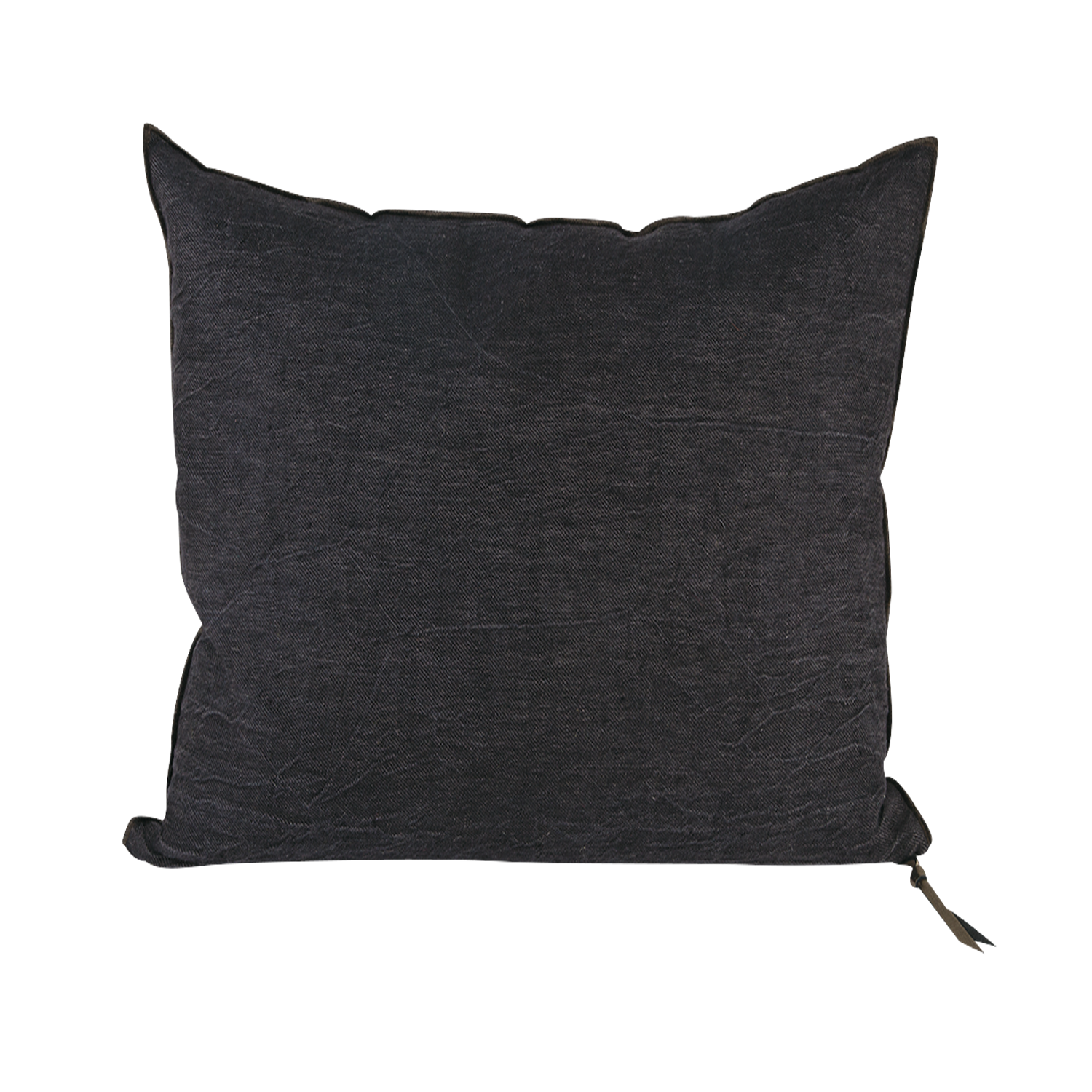 Crumpled Washed Linen Pillow 26"X26" in Charbon, from Maison De Vacances