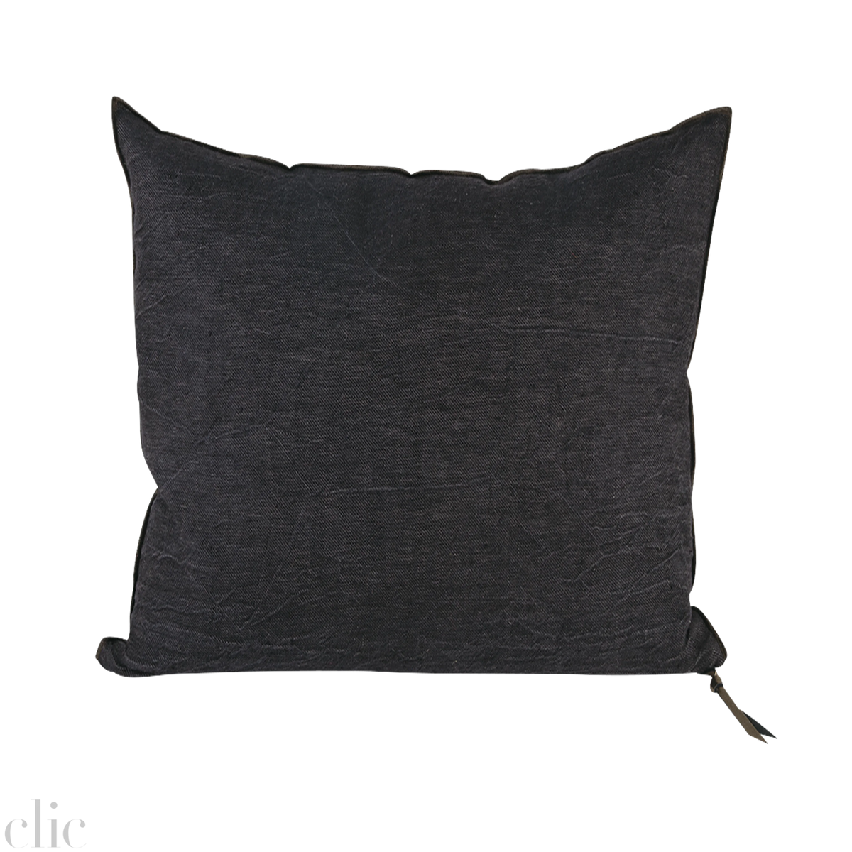 Crumpled Washed Linen Pillow 20X20 in Charbon, from Maison De Vacances
