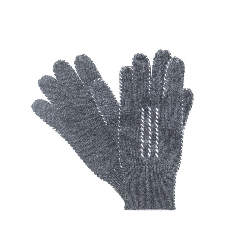 Cashmere Stitch Gloves in Charcoal & Ivory, from Meg Cohen