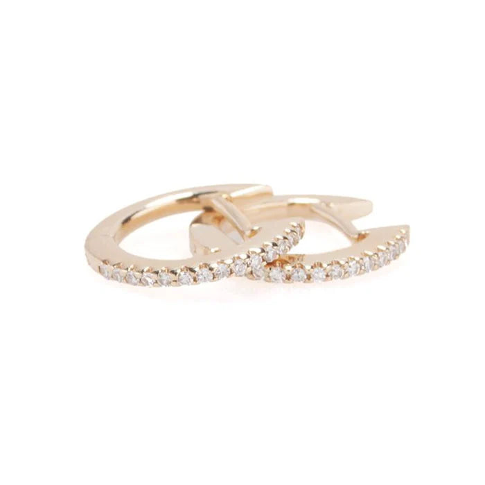 Classic Diamond Huggie Earrings with Pave Diamonds in Yellow Gold, from Zofia Day