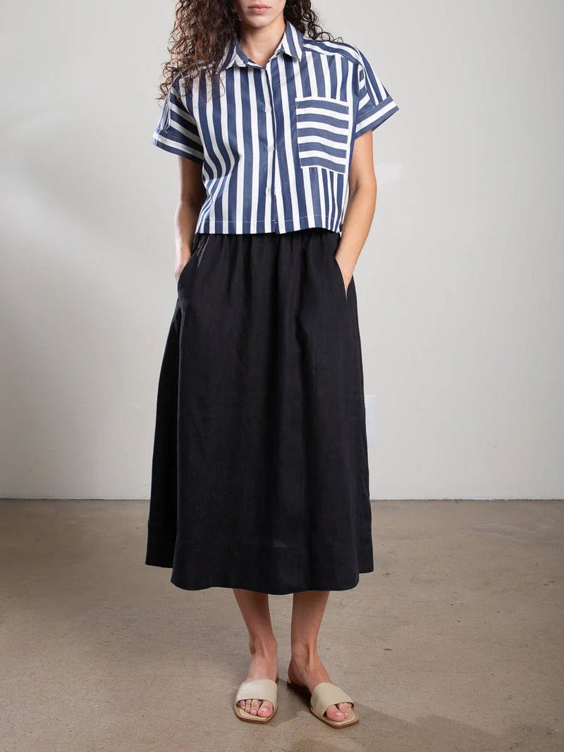 Claudia Skirt in French Linen in Black, from Pharaoh