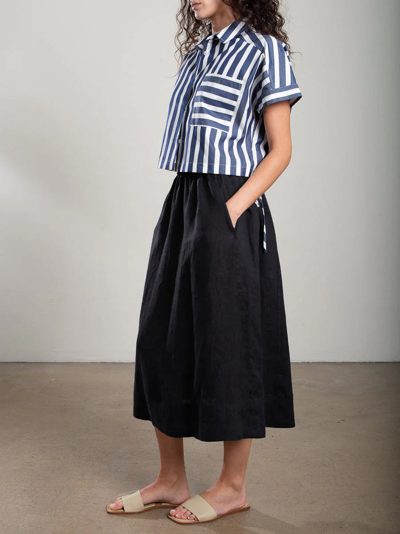 Claudia Skirt in French Linen in Black, from Pharaoh