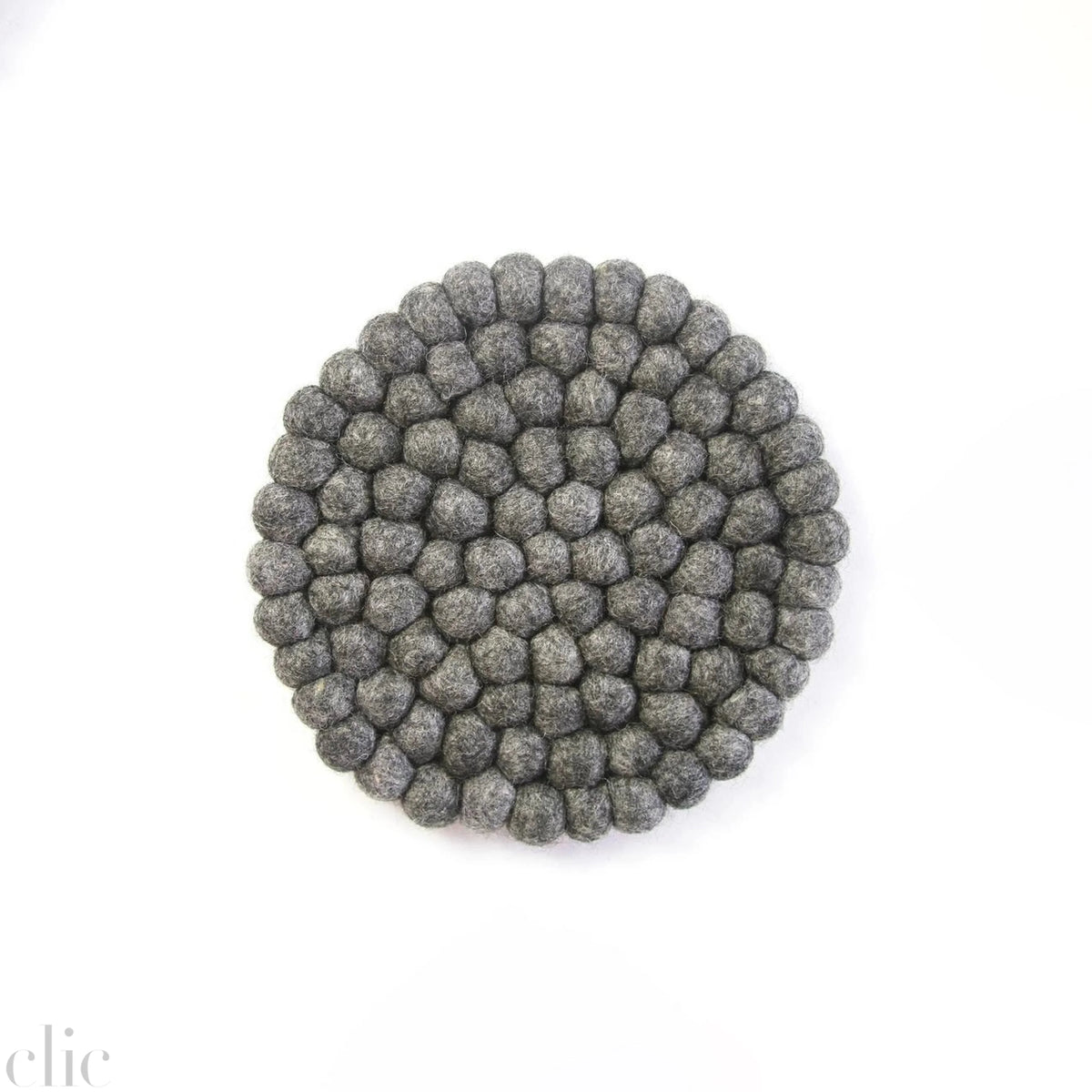 Set of 4 Felt Ball Coasters in Dark Grey