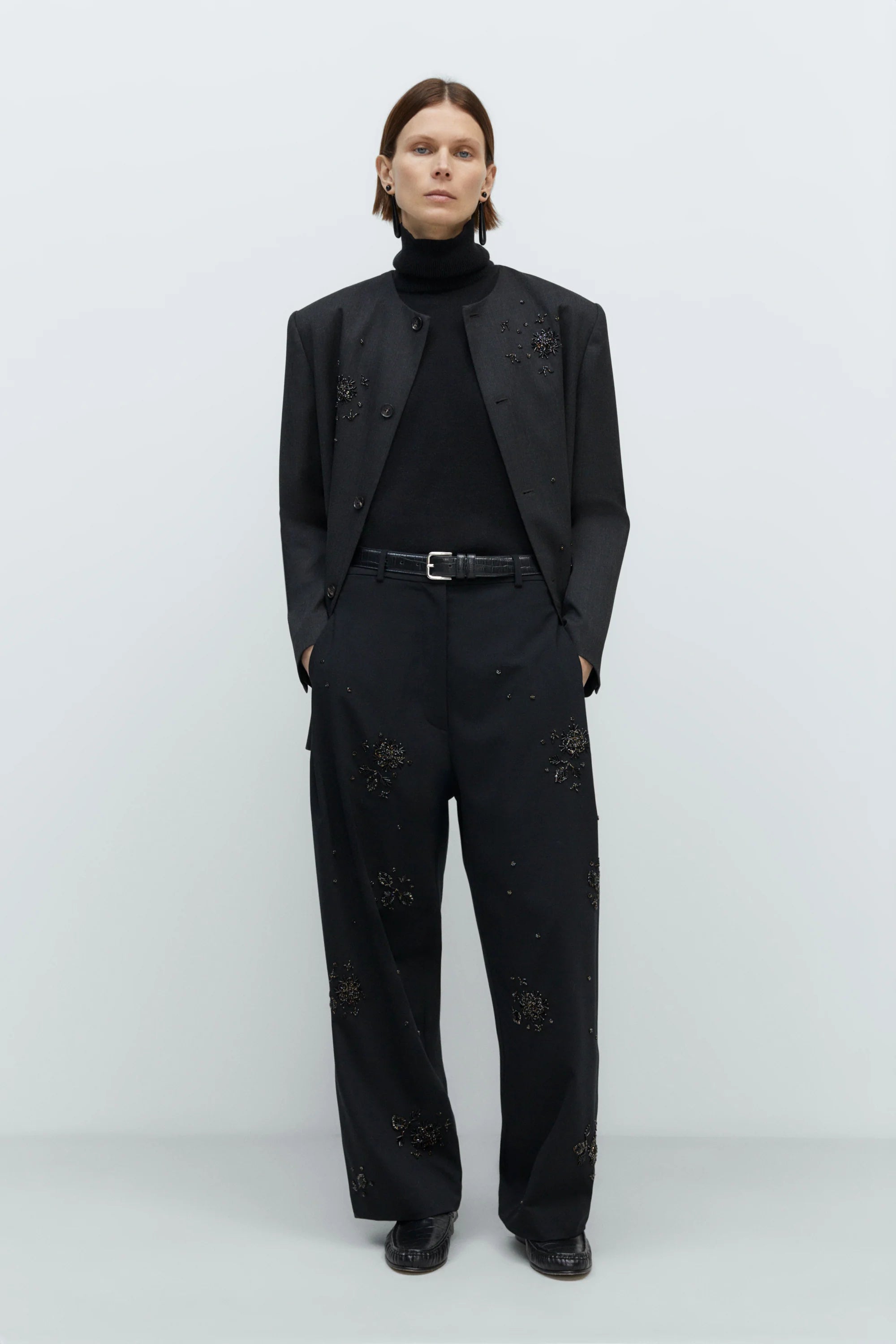 Embellished Tailoring Pants in Black, from Cordera