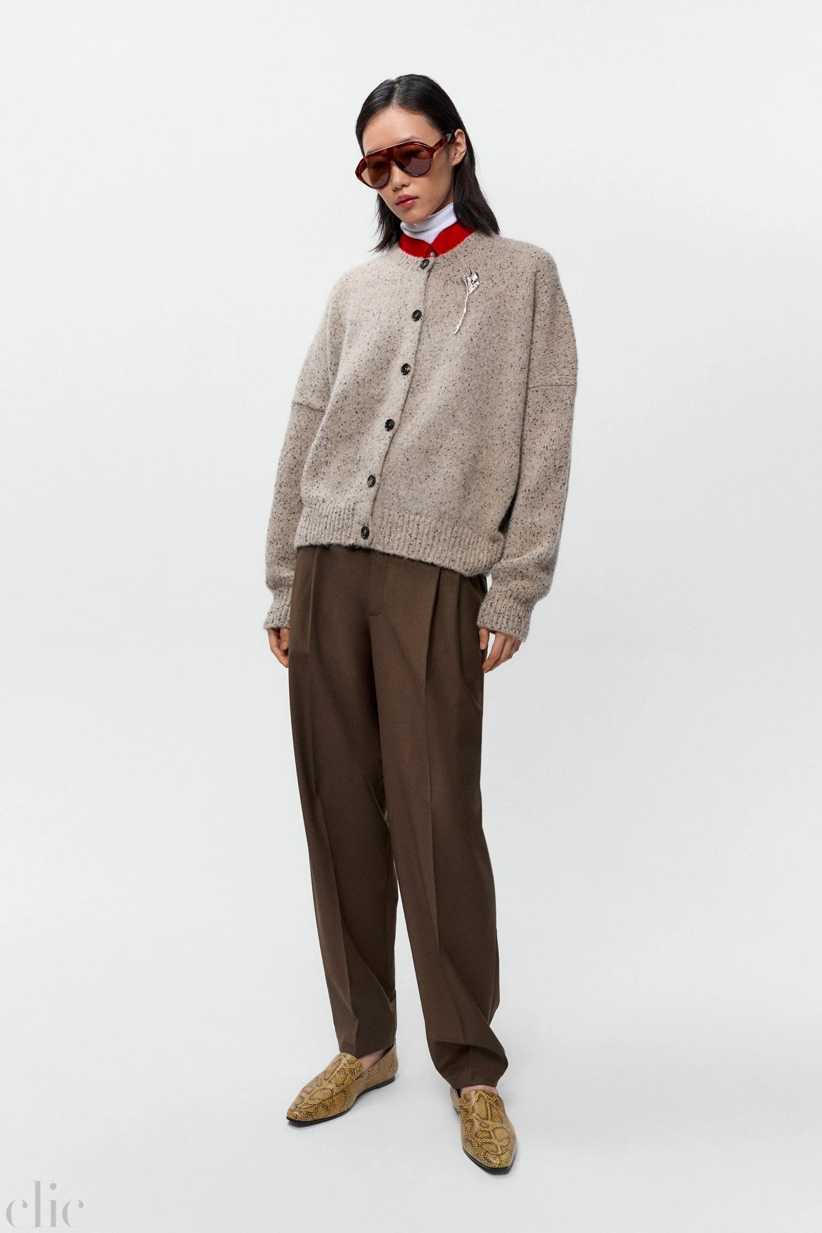 Speckled Cardigan in Piedra, from Cordera