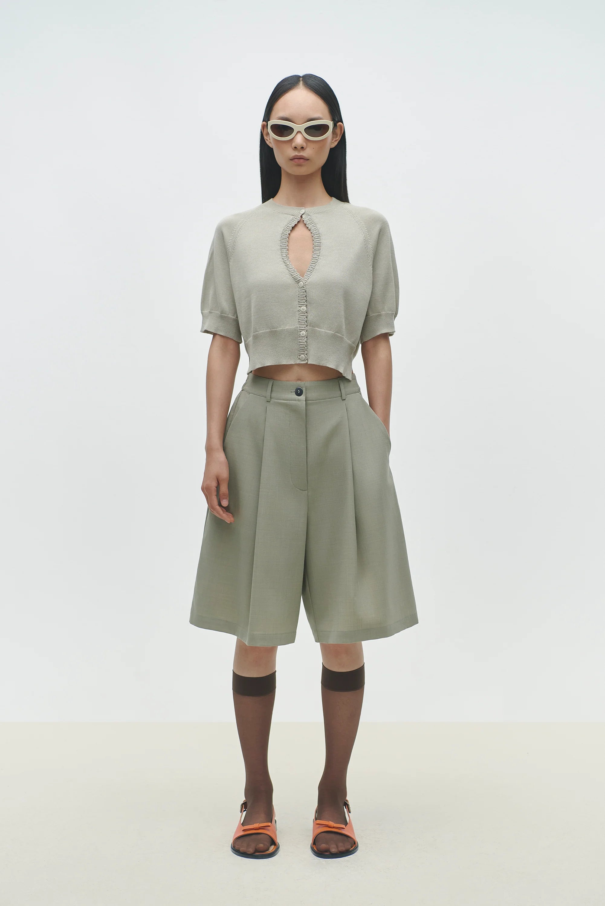 Tailoring Bermuda Shorts in Salvia, from Cordera