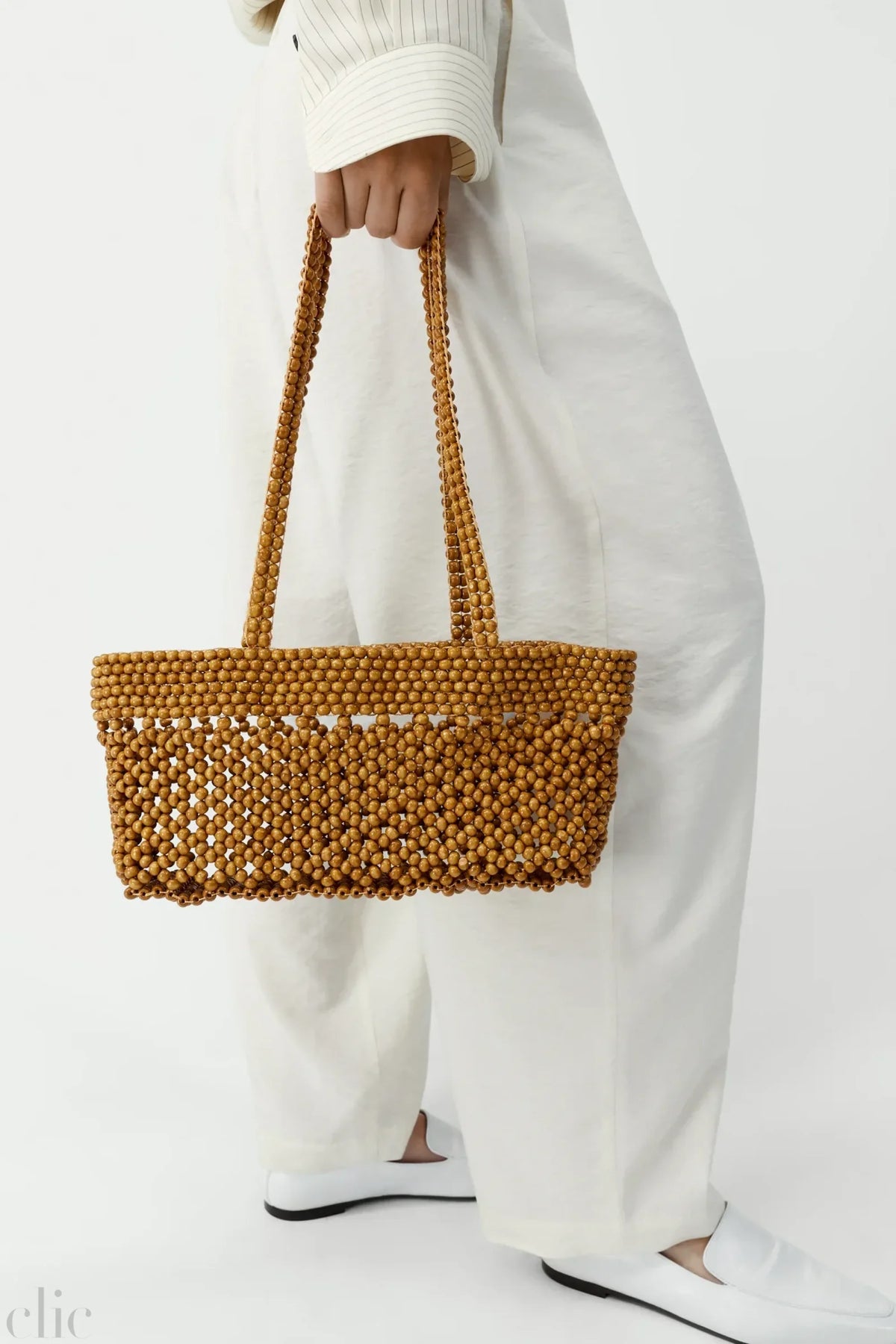 Wooden Beads Mini Bag in Ochre, from Cordera