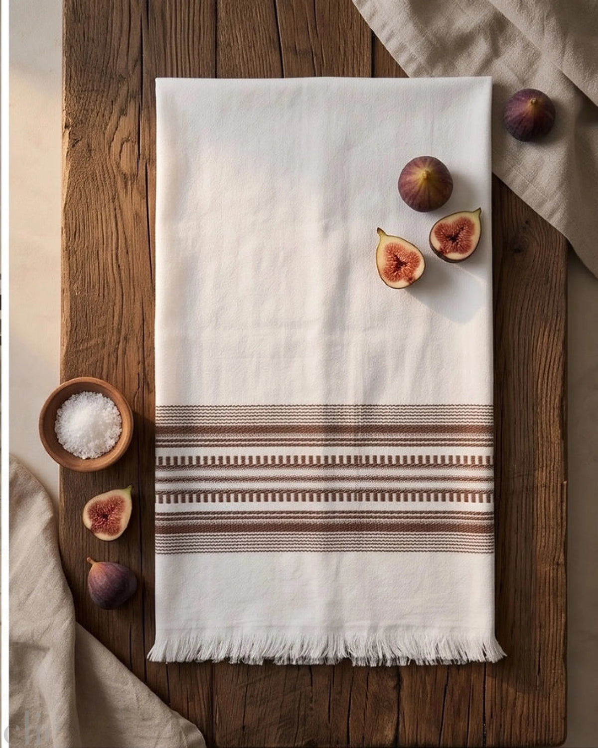 Antigua Stripe Kitchen Towel in Espresso Bown