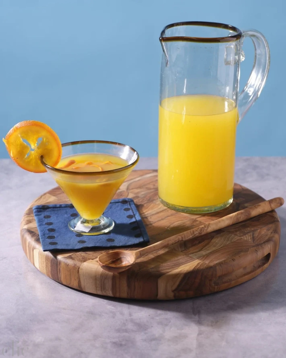 Glass Pitcher with Amber Rim