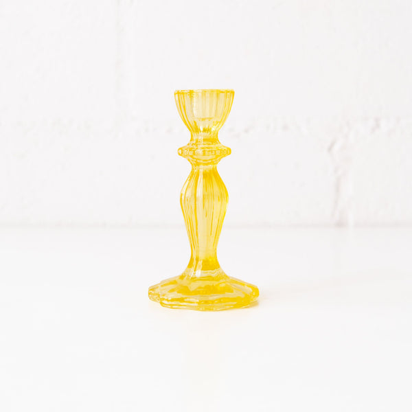 Glass Candlestick Holder in Yellow, from Talking Tables