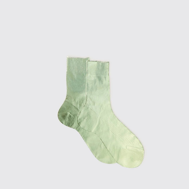 Ribbed Laminated Socks in Verdino, from Maria La Rosa