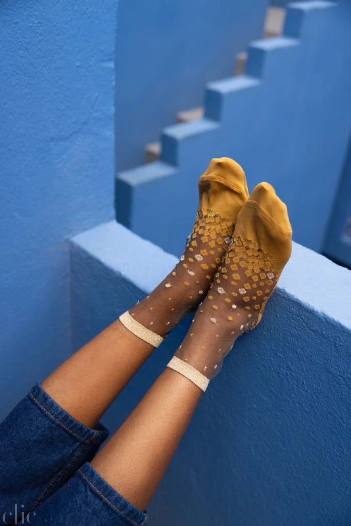 Nakameguro socks in Ocre, from Atelier St Eustache