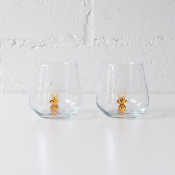 Rabbit Drinking Glass in Amber