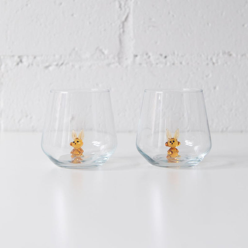 Rabbit Drinking Glass in Amber