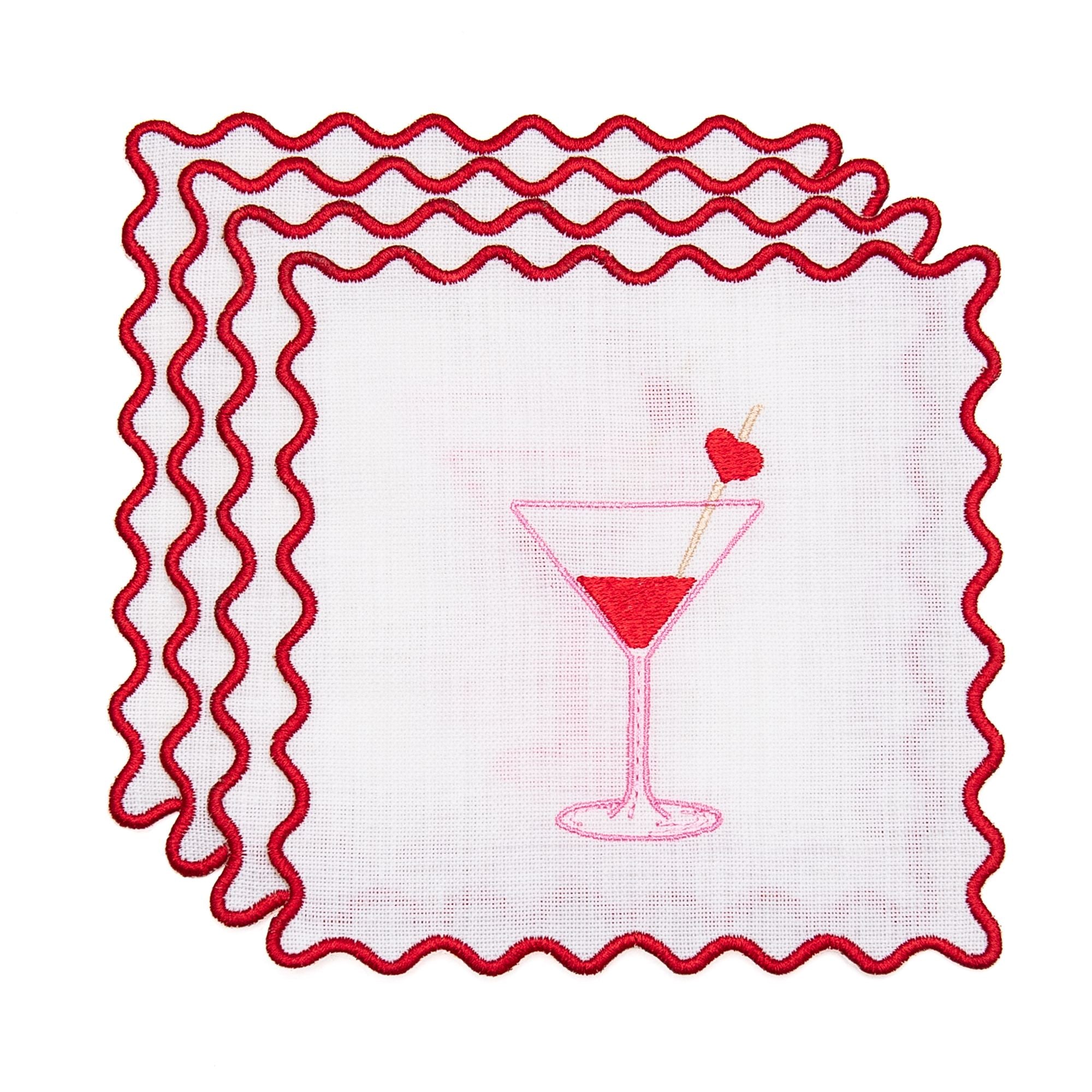 Valentines Cocktail Set of 4 Napkins, from NuYorkCloth
