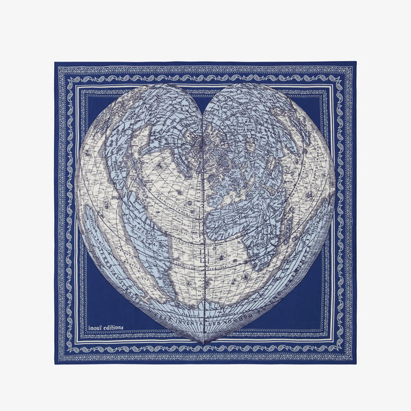 Square World Map Scarf in Navy, from Inoui Editions