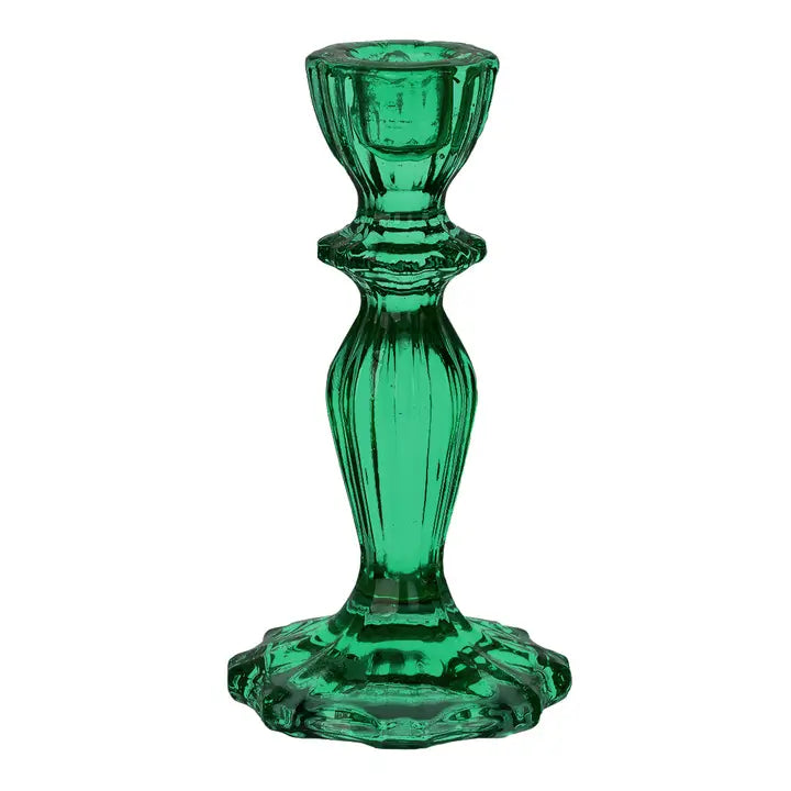 Glass Boho Candlestick Holder Dark Green, from Talking Tables