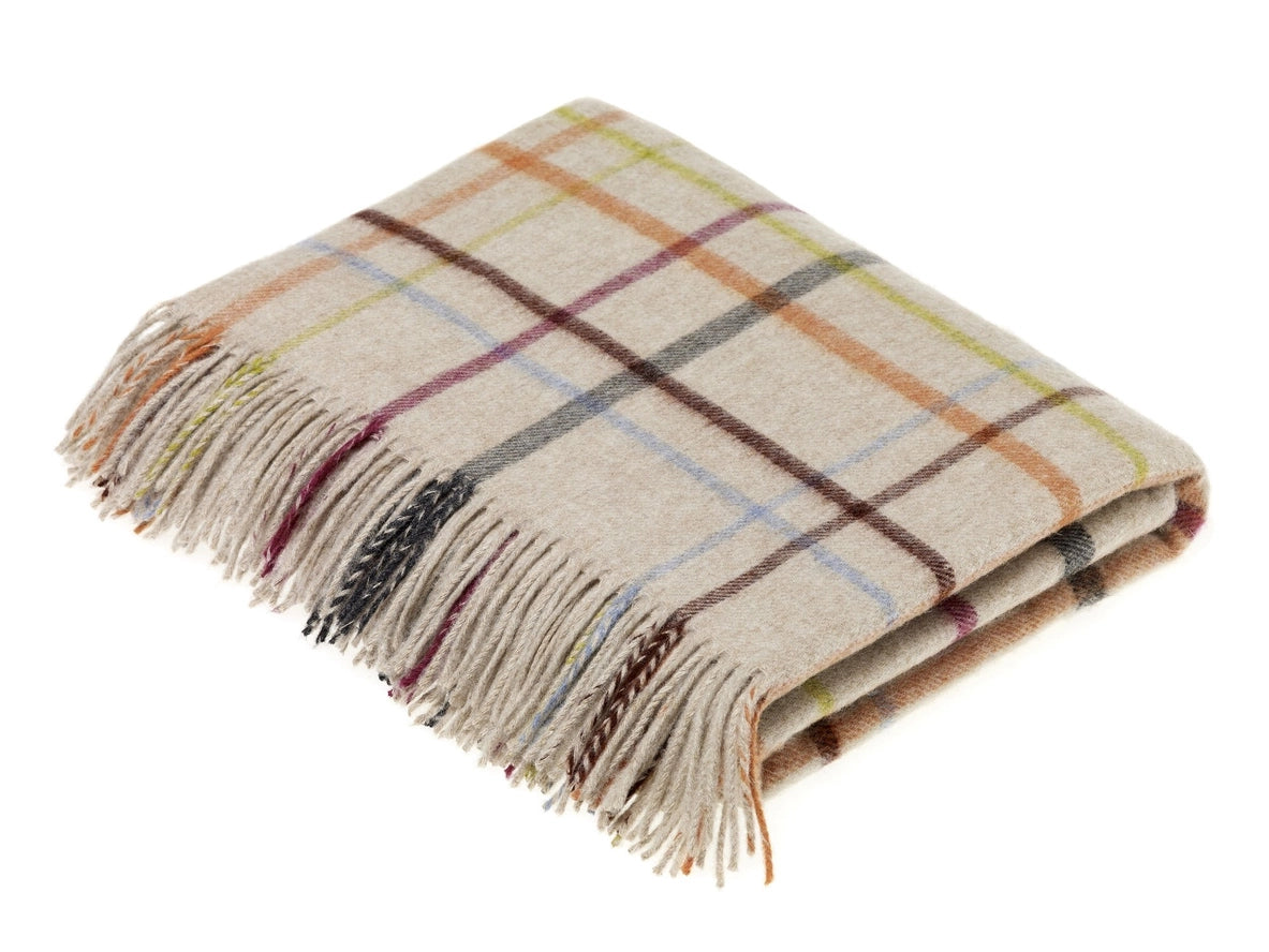 Merino Lambswool Var Windowpane Rainbow in Beige, from Bronte Moon