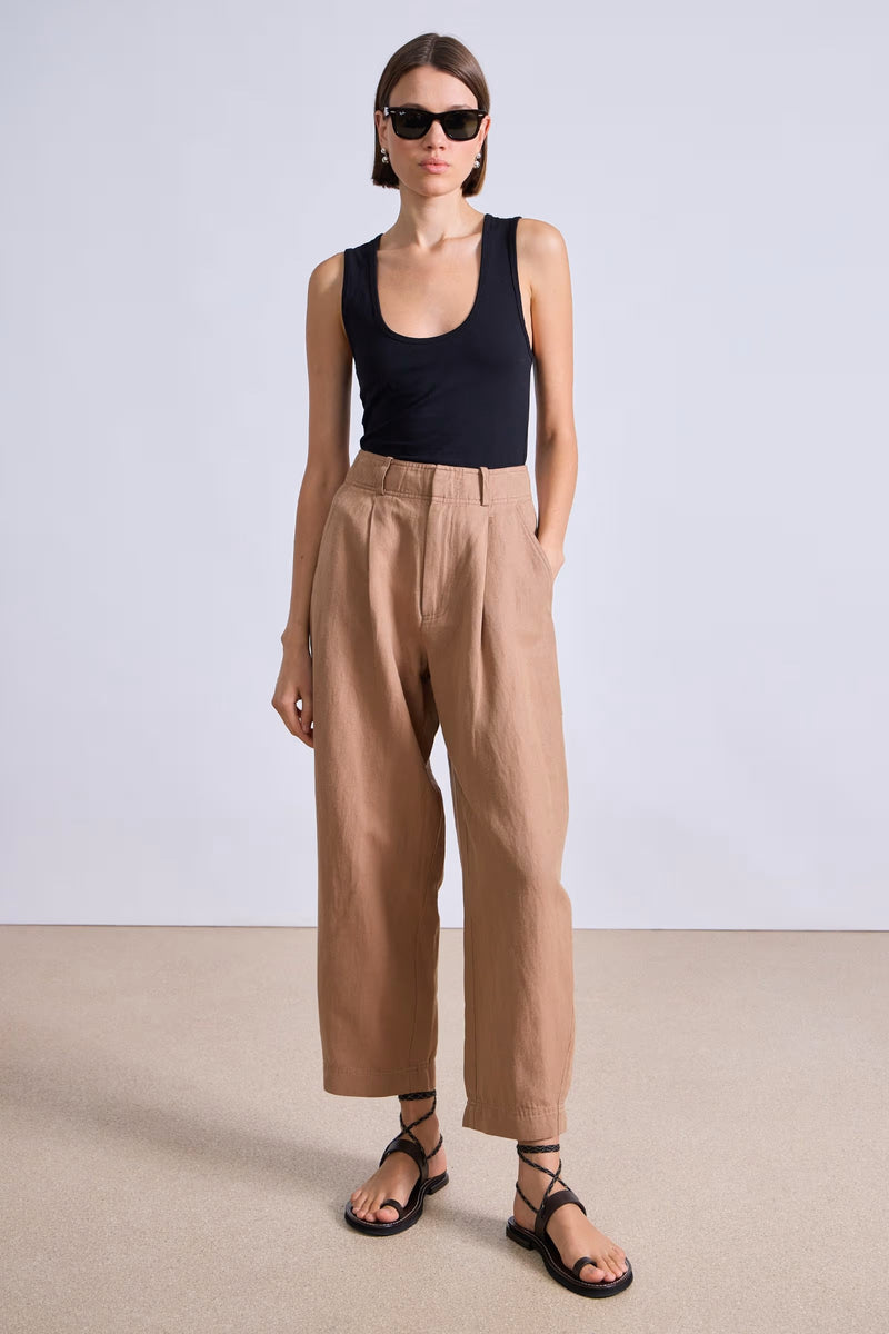 Bari Crop Trouser in Deep Khaki, from Apiece Apart
