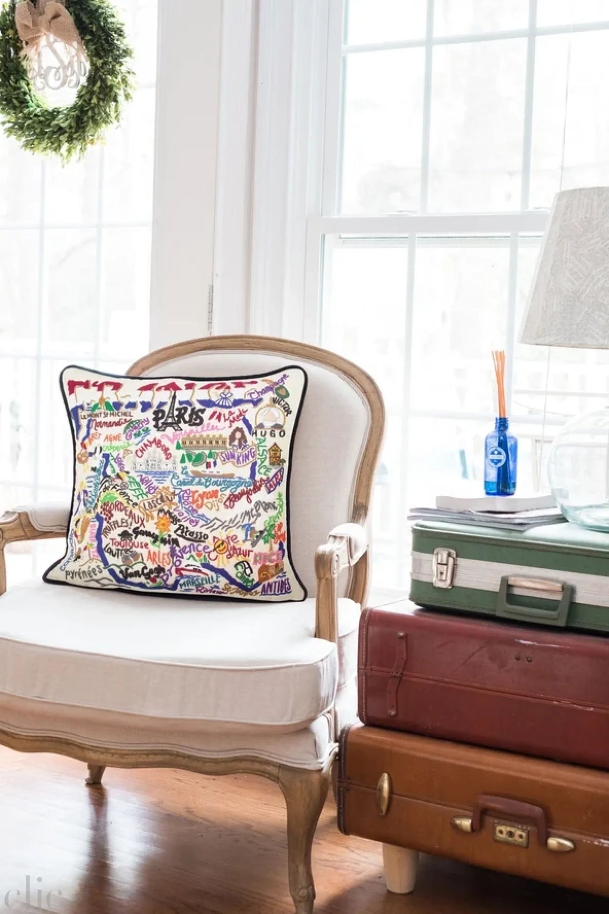France Hand-Embroidered Pillow