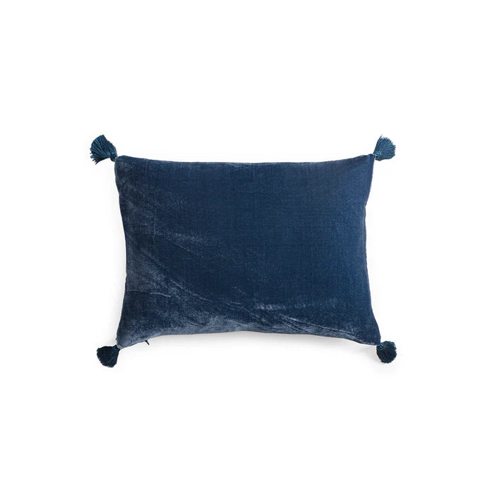 Goa Pompons Cushion in Delft, from Le Monde Sauvage by Beatrice Laval