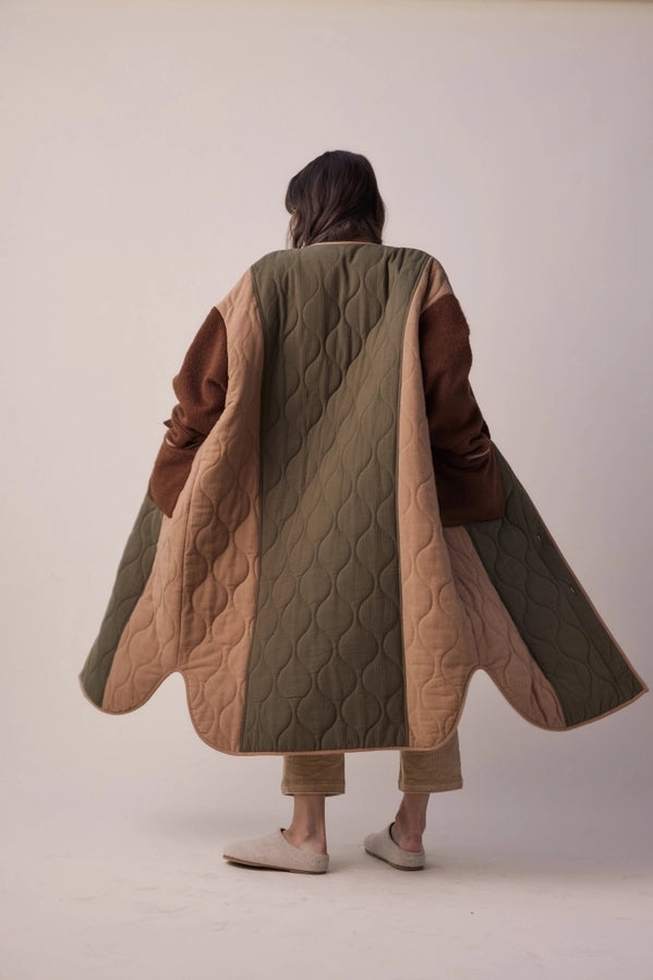 Patch Quilted Cotton Coat, from Amente