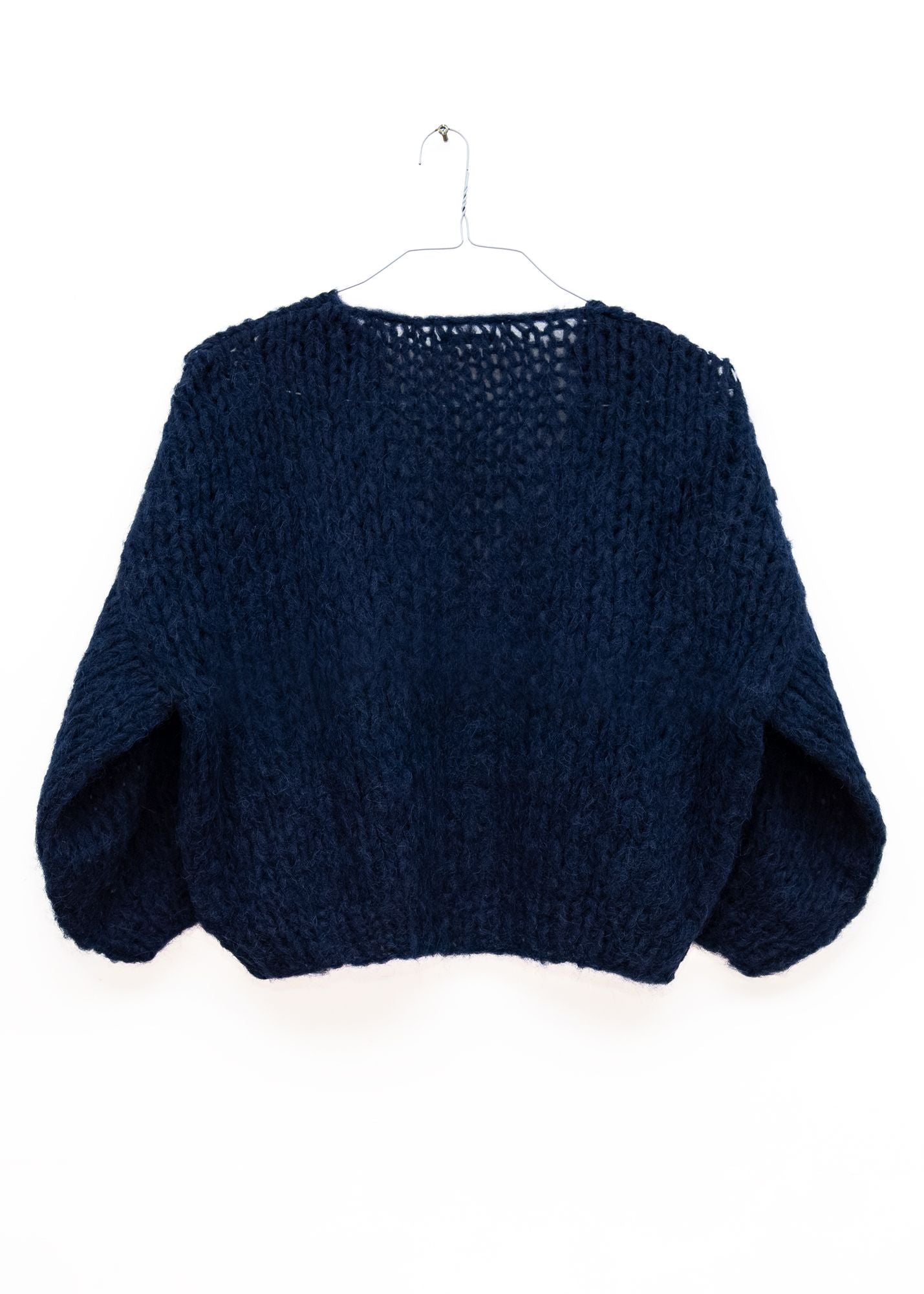 Fleecy Alpaca Bomber Cardigan in Dark Blue, from Maiami