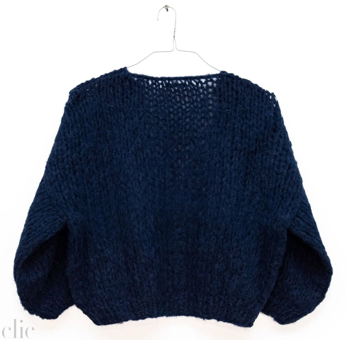 Fleecy Alpaca Bomber Cardigan in Dark Blue, from Maiami