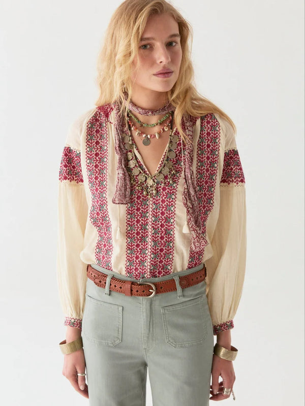 Dion Blouse in Red Wine, from Maison Hotel