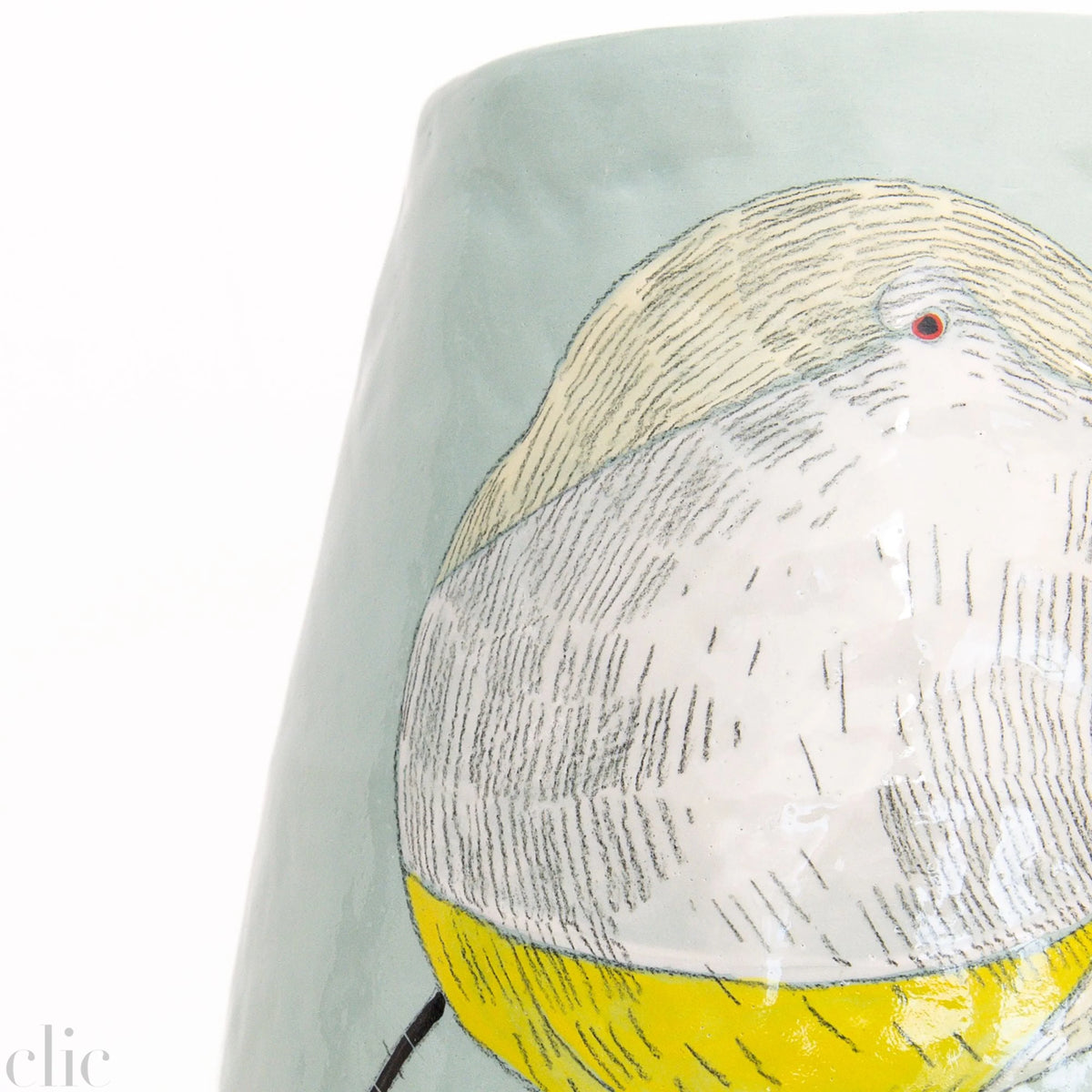 Large Yellow Bird Vase 8 in Blue, from Gemma Orkin Ceramics