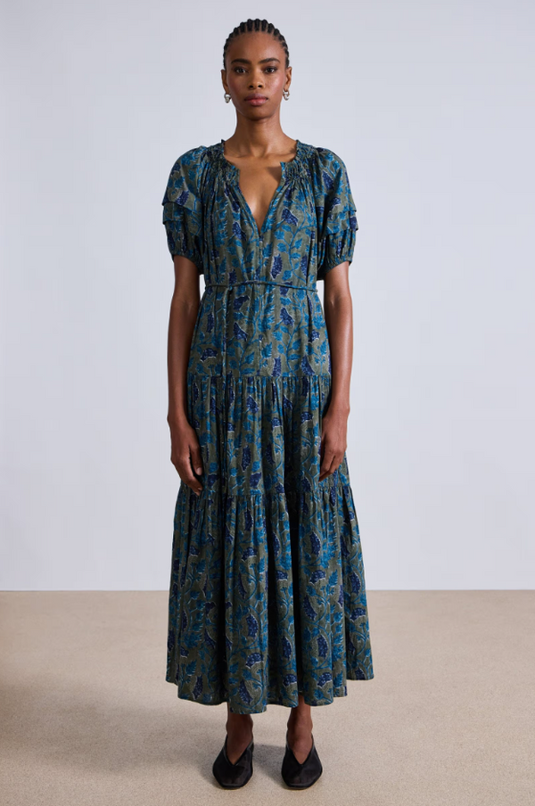 Uva Romantic Maxi Dress in Malene Floral Olive, from Apiece Apart