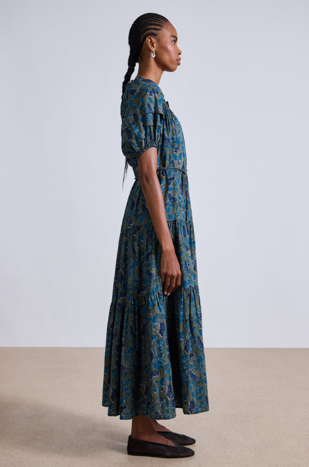 Uva Romantic Maxi Dress in Malene Floral Olive, from Apiece Apart