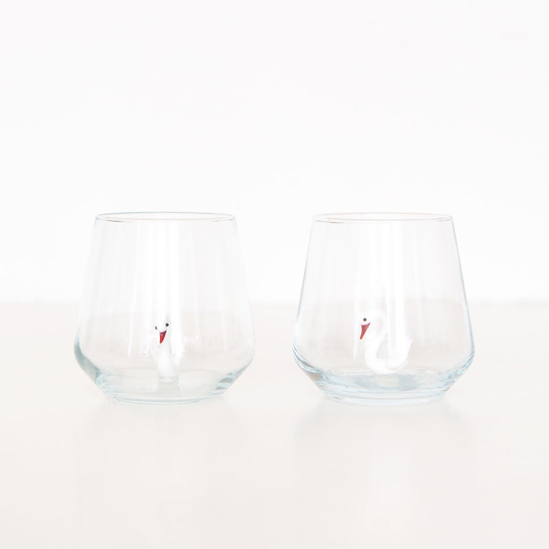 Swan Drinking Glass in White, from Minizoo