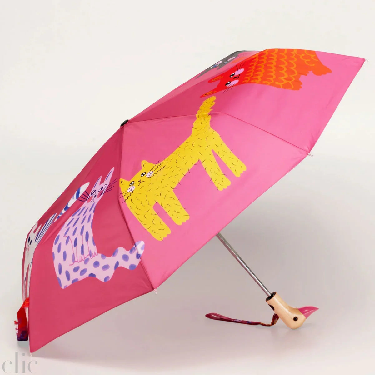 Arty Cats Compact Duck Umbrella in Fuchsia, from Origonal Duckhead