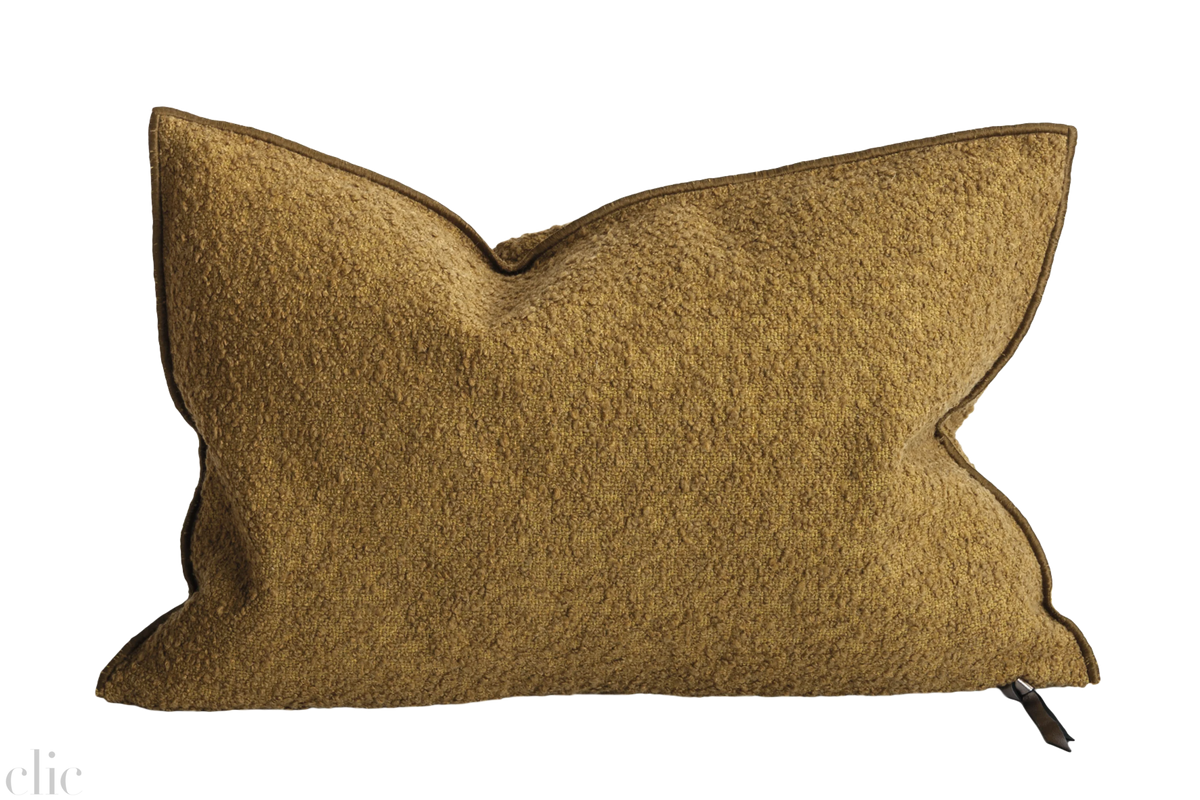 Wooly Vice Versa Pillow 16 x 24 in Ocre, from Maison de Vacances