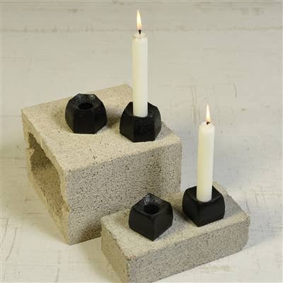 Cast Iron Tatara Taper Candle Holder in Black, from HomArt