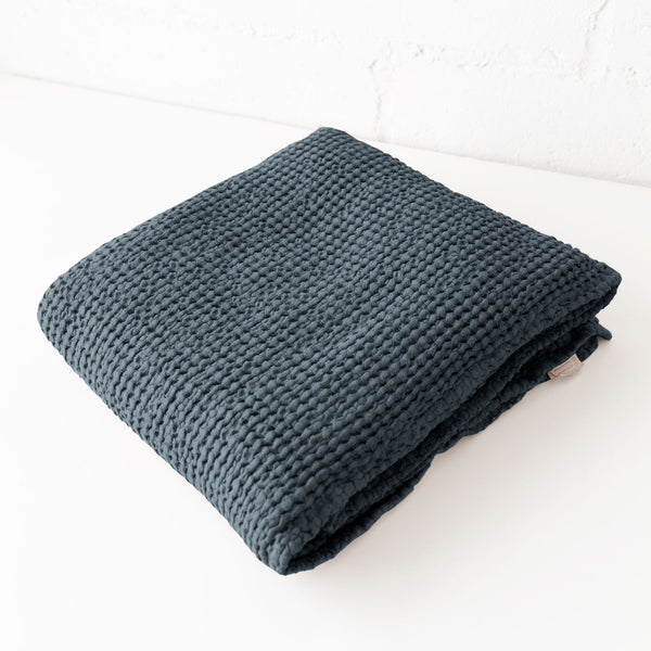 Waffle Throw in Beige and Grey Blue, from Magic Linen