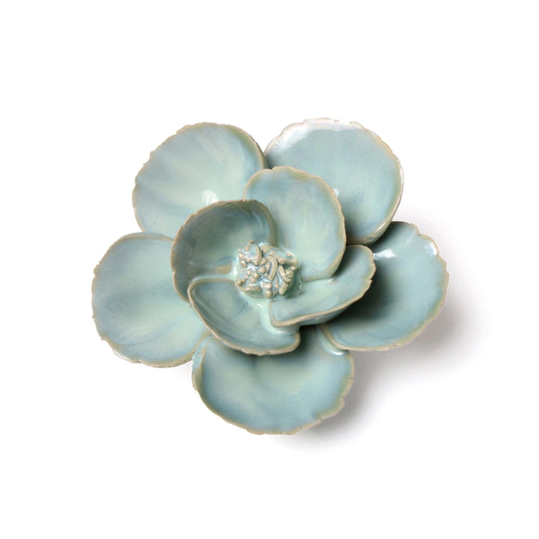 English Garden Ceramic Flower Wall Art in Teal Lotus, from Chive
