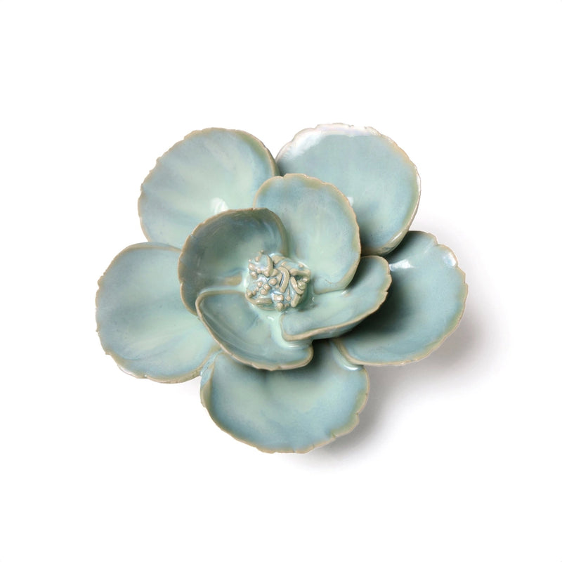 English Garden Ceramic Flower Wall Art in Teal Lotus, from Chive
