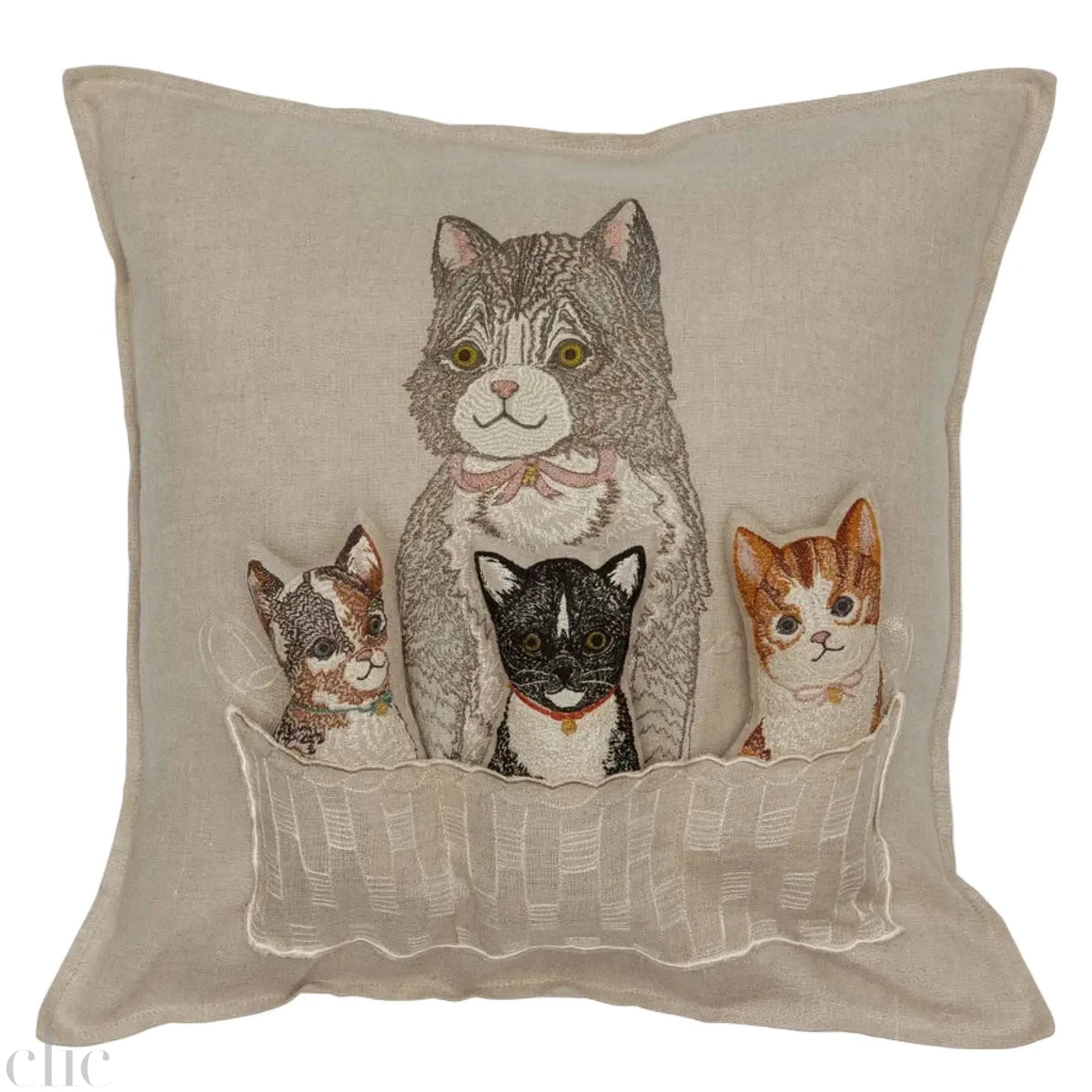 Baskets of Kitten Pock Pillow, from Coral & Tusk