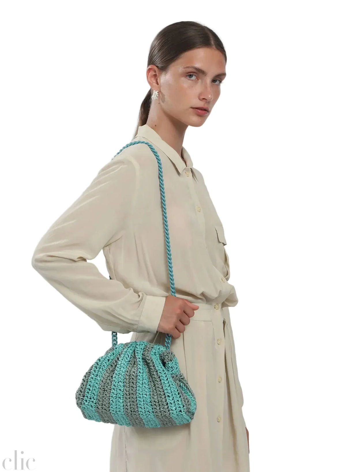 Mini Game Crochet Bag in Water, from Maria La Rosa