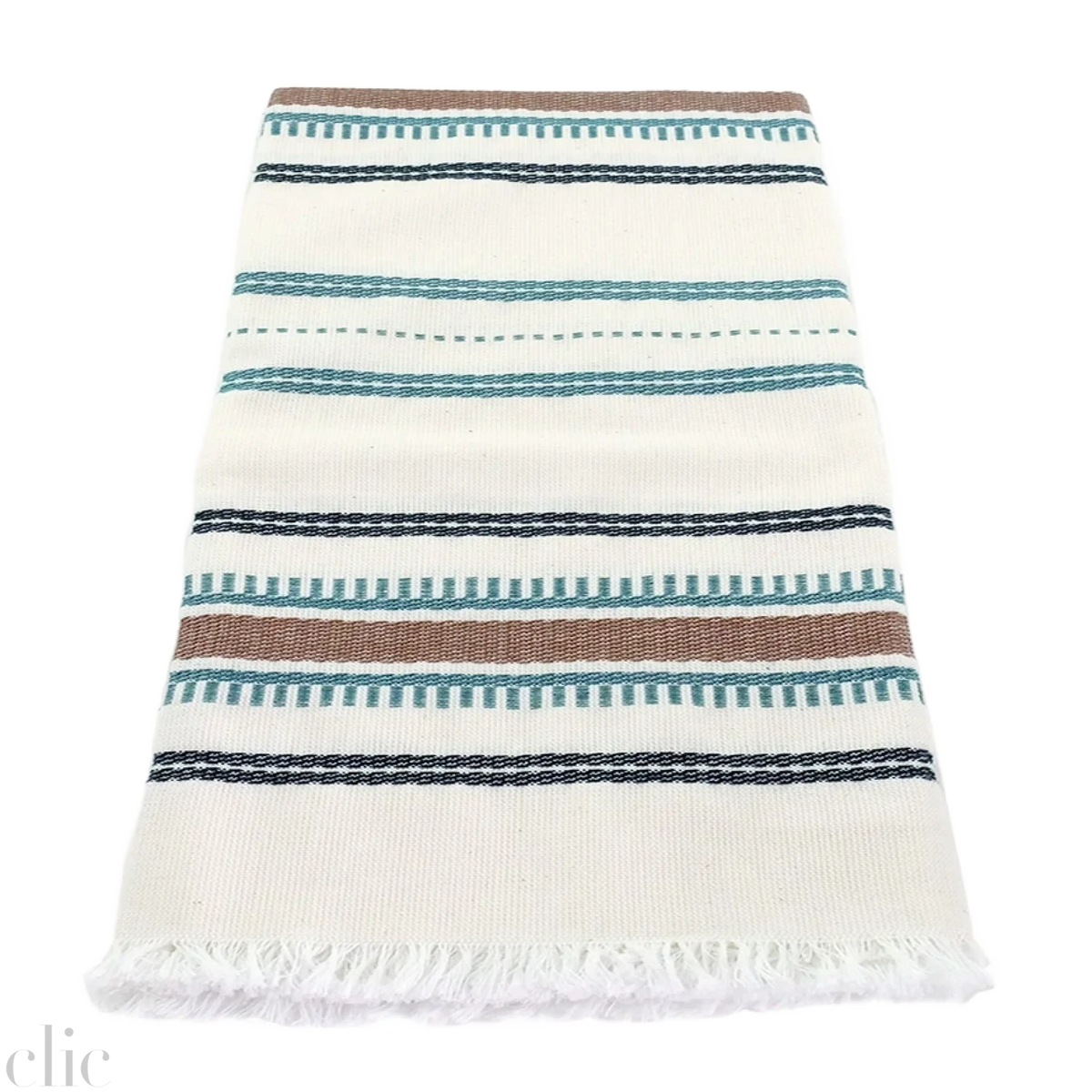 White Kitchen Towel in Sand and Sea