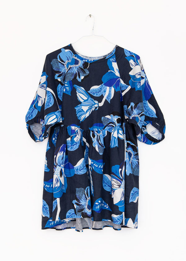 Alcala Dress in Navy and Hibiscus