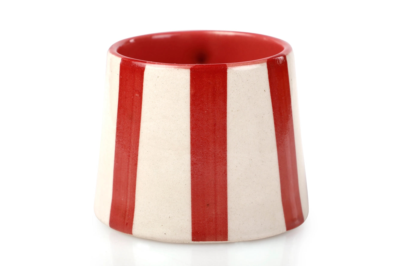 Ceramic Stripe Coffee Cup in Red, from Casa Amarosa